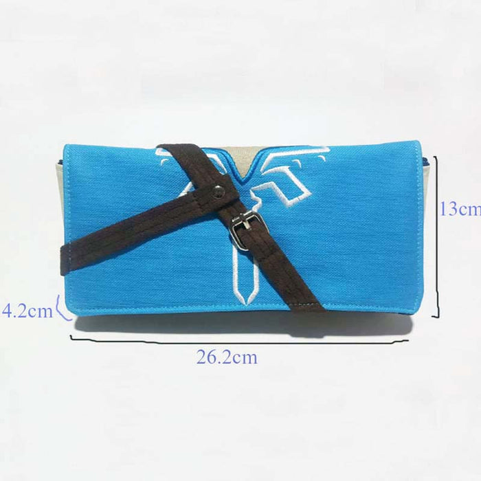 Breath of the Wild Link Switch Storage Bag: bright blue, dark brown small clutch or pouch, minimal graphic style