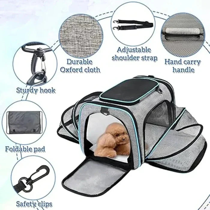 Breathable Portable Pet Carrier Bag for Traveling with Your Pet: gray, black cat, practical modern style