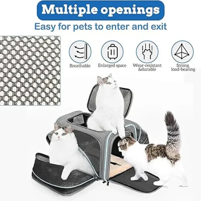 Breathable Portable Pet Carrier Bag for Traveling with Your Pet: gray, black cat, practical modern style