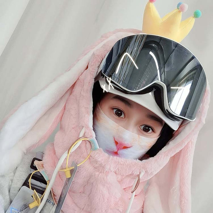 Bunny Balaclava: Cute, Warm, Versatile: lavender, light pink bunny, kawaii style