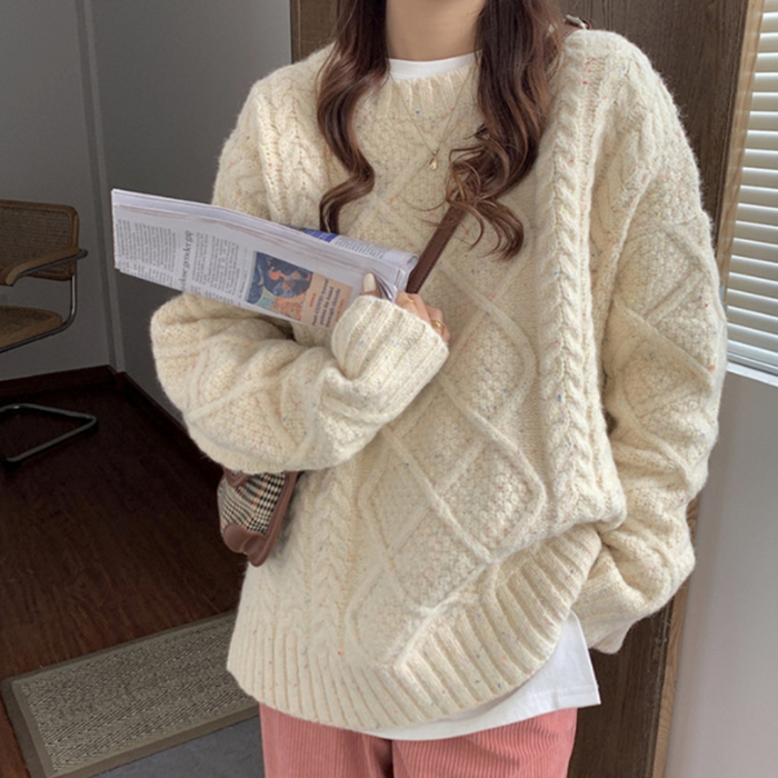 Cable Knit Batwing Sweater for Women: dusty pink sweater, casual cozy style