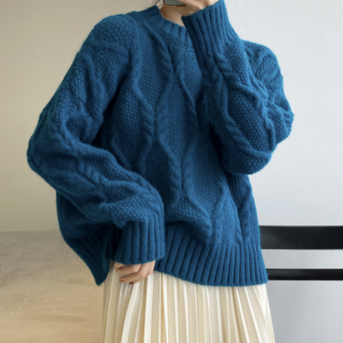 Cable Knit Batwing Sweater for Women: dusty pink sweater, casual cozy style