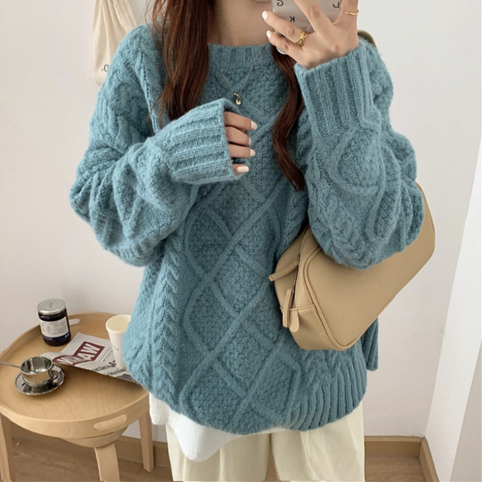 Cable Knit Batwing Sweater for Women: dusty pink sweater, casual cozy style