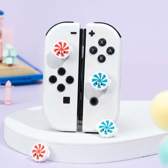 Candy-themed Switch OLED Joystick Caps: white, black game controller covers or decorative controller accessories, cute cartoo