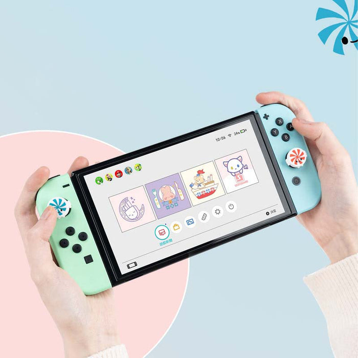 Candy-themed Switch OLED Joystick Caps: white, black game controller covers or decorative controller accessories, cute cartoo