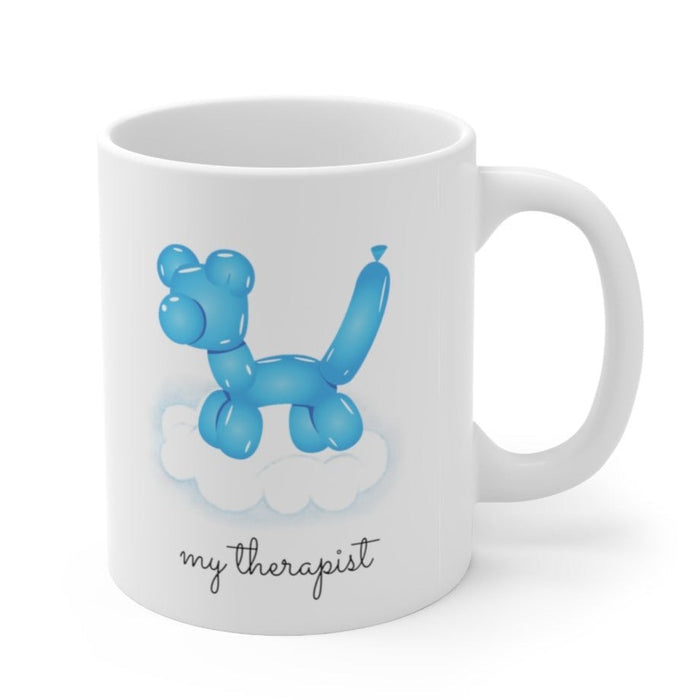 Canine Theme Blue Balloon Mug: white, blue blue balloon dog, cartoon, minimalist style