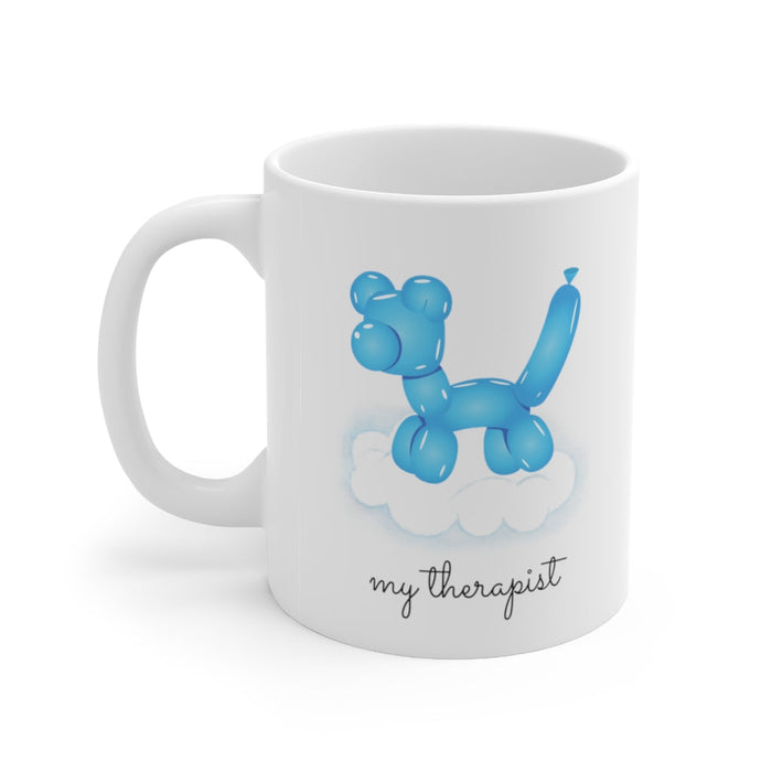 Canine Theme Blue Balloon Mug: white, blue blue balloon dog, cartoon, minimalist style