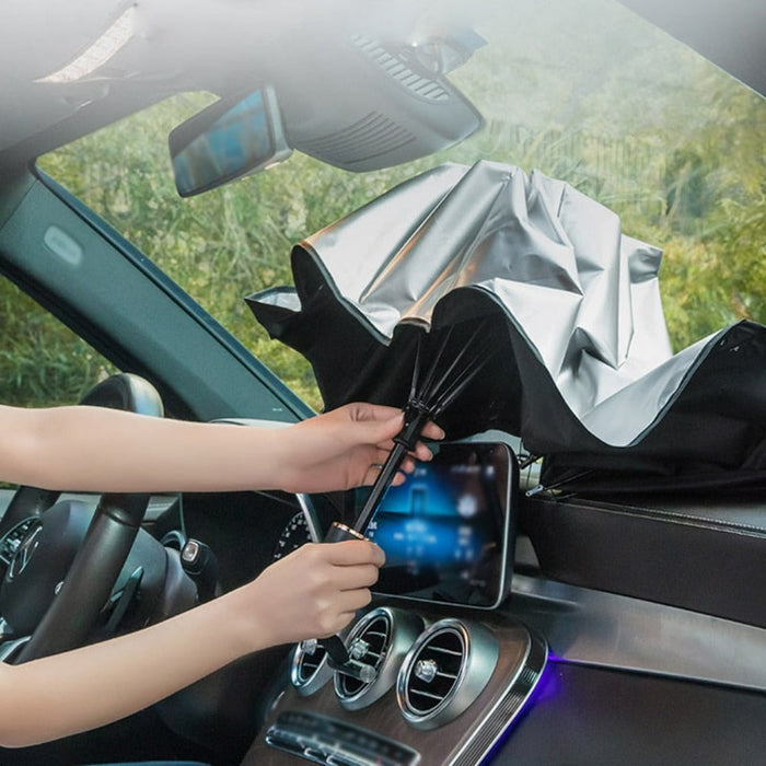 Car Sunshade Portable Shield: black, dark gray car windshield sunshade, minimal automotive accessory style