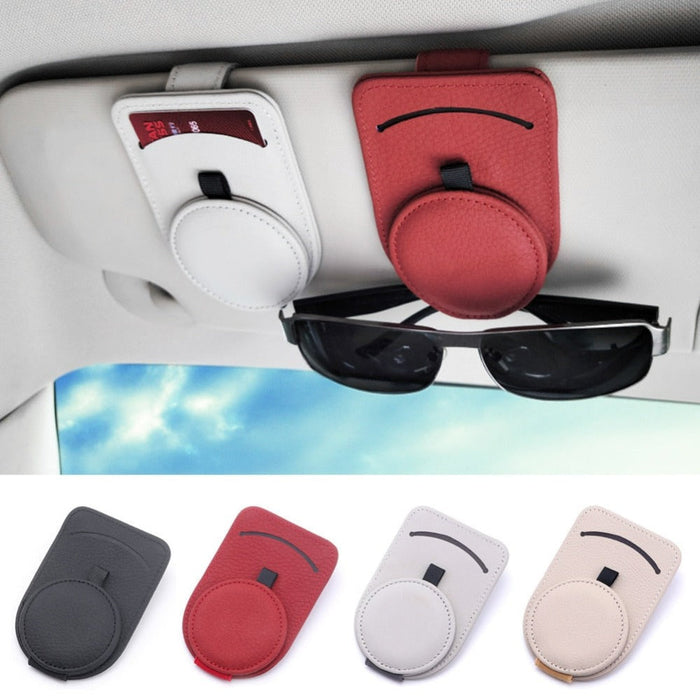 Car Ticket Holder and Shades: black, red car sun visor eyeglasses holder clips, minimal style
