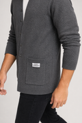Cardigan for Men with Snap Buttons and Pockets Gray