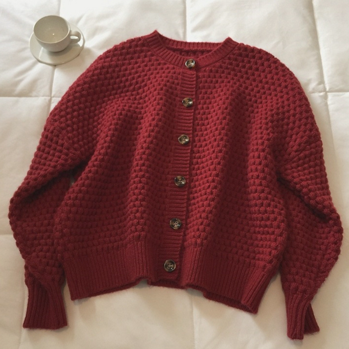 Casual Knit Button-Up Cardigan for Women: light gray, white cardigan sweater, casual minimal style