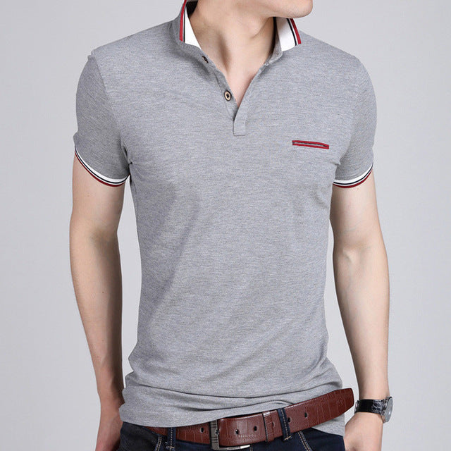 Casual Polo Shirt for Men, Short Sleeve Summer Style: heather gray, white short-sleeve polo shirt, minimal casual style