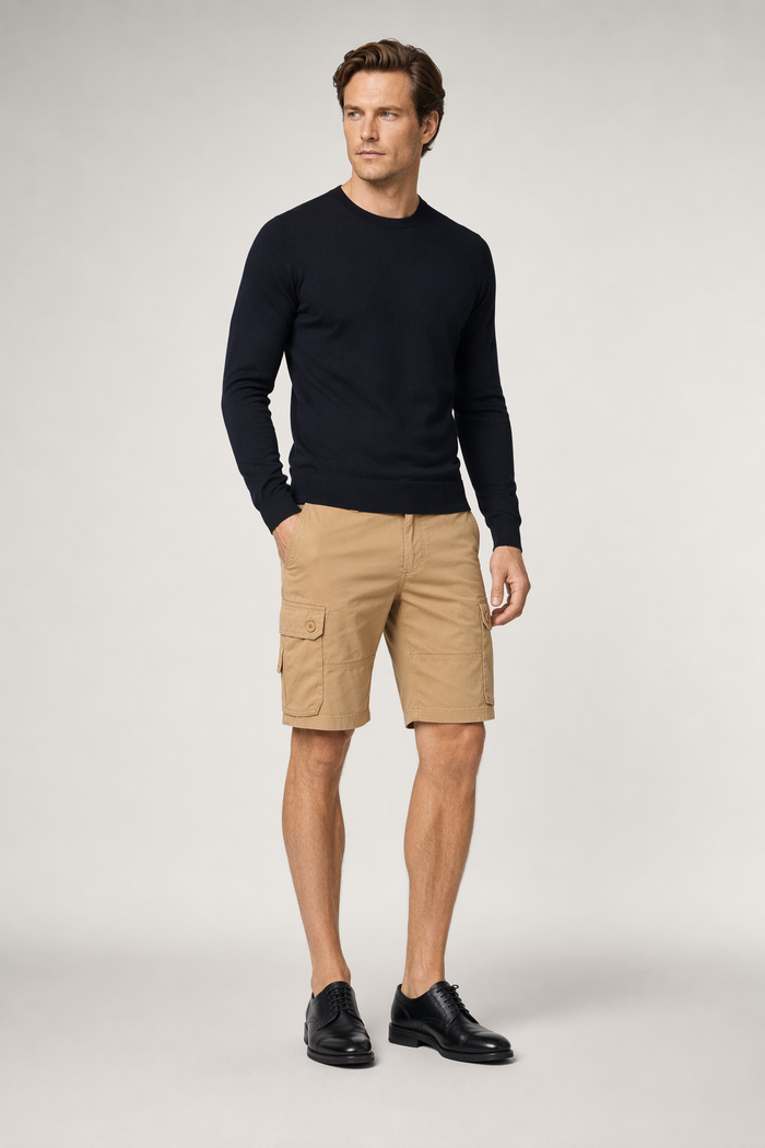Casual Shorts with Multiple Pockets for Men Beige