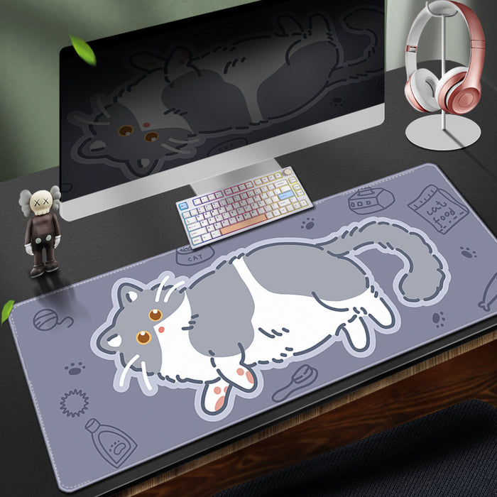 Cat Desk Mat: Durable, Non-Slip, Vibrant: brown, cream cartoon cat, kawaii cartoon style