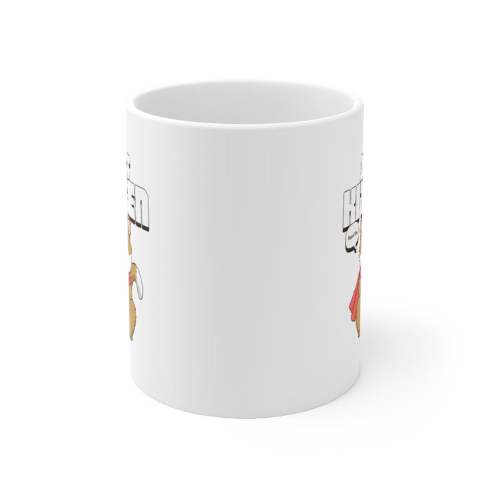 Cat Lover's Delight Novelty Kitten Mug: white, brown cartoon kitten/cat, cartoon, kawaii style
