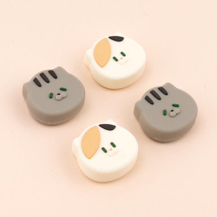 Cat Nintendo Thumb Grips for Switch: white, gray cat faces, cute cartoon kawaii style