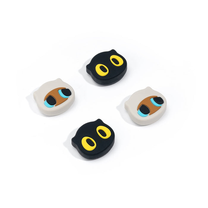 Cat Nintendo Thumb Grips for Switch: white, gray cat faces, cute cartoon kawaii style