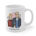 Cat Novelty Mug: My Children Possess Claws: white, gray cartoon couple with two cats