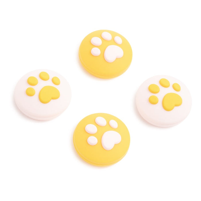Cat Paw Joystick Caps for Switch: yellow, white animal paw theme, cartoon kawaii style