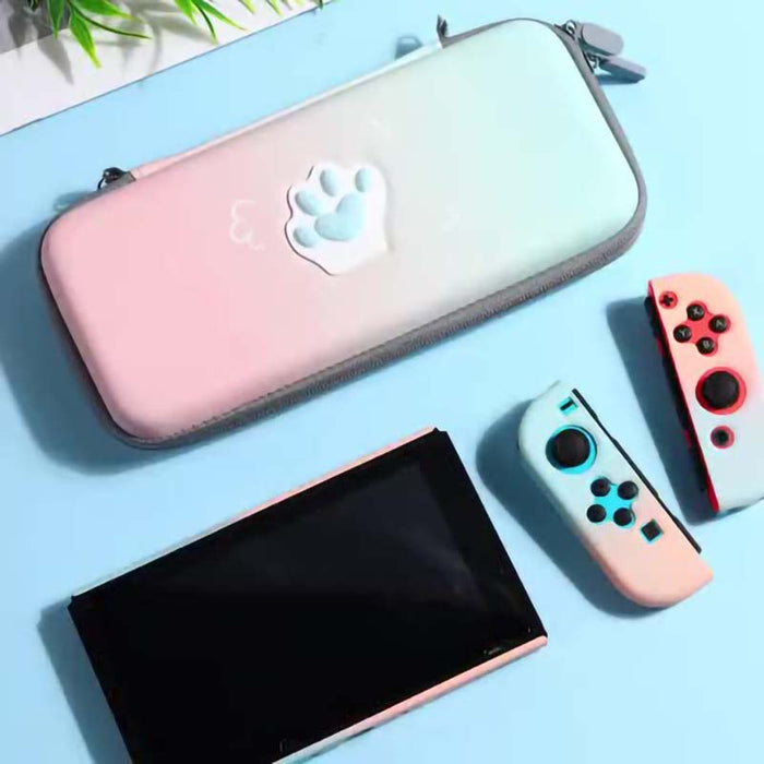 Cat Paw Nintendo Switch Case: black, white paw print, minimal cartoon style