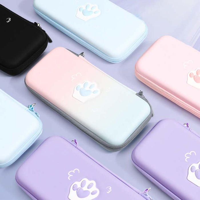 Cat Paw Nintendo Switch Case: black, white paw print, minimal cartoon style