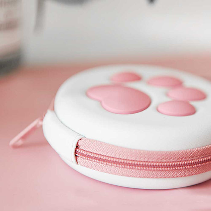 Cat Paw Nintendo Switch Game Holder: white, pink paw print, cute minimal style