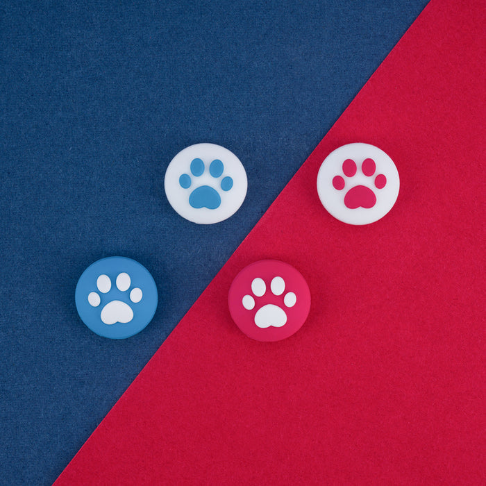 Cat Paw Switch Thumb Grips: turquoise, white animal paw print, minimal cartoon style