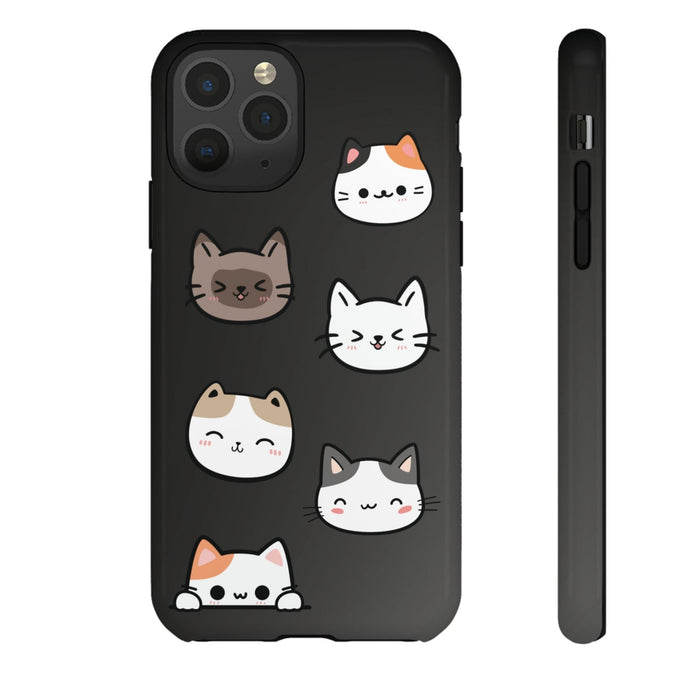 Cat-Tastic iPhone Case for the Toughest Feline Lovers: black, white cats, kawaii cartoon style