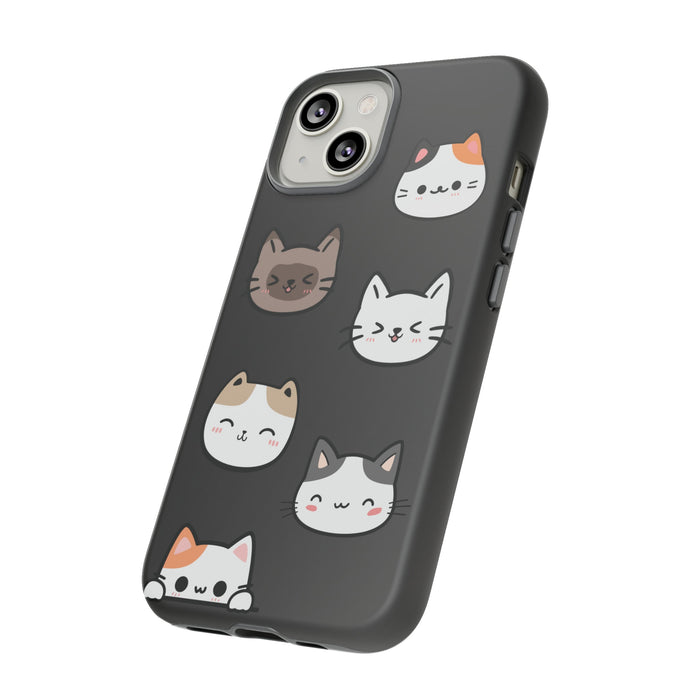 Cat-Tastic iPhone Case for the Toughest Feline Lovers: black, white cats, kawaii cartoon style