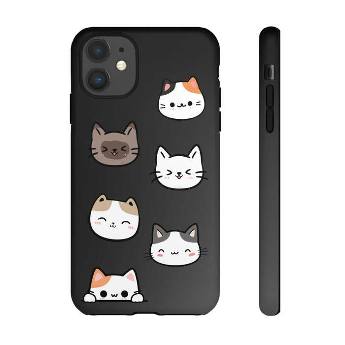 Cat-Tastic iPhone Case for the Toughest Feline Lovers: black, white cats, kawaii cartoon style