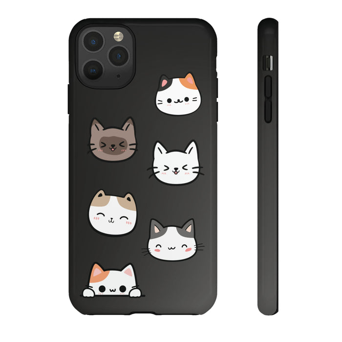 Cat-Tastic iPhone Case for the Toughest Feline Lovers: black, white cats, kawaii cartoon style