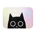 Cat-themed Anime Bath Mat that Exudes Cuteness: black, white black cat, cartoon kawaii style