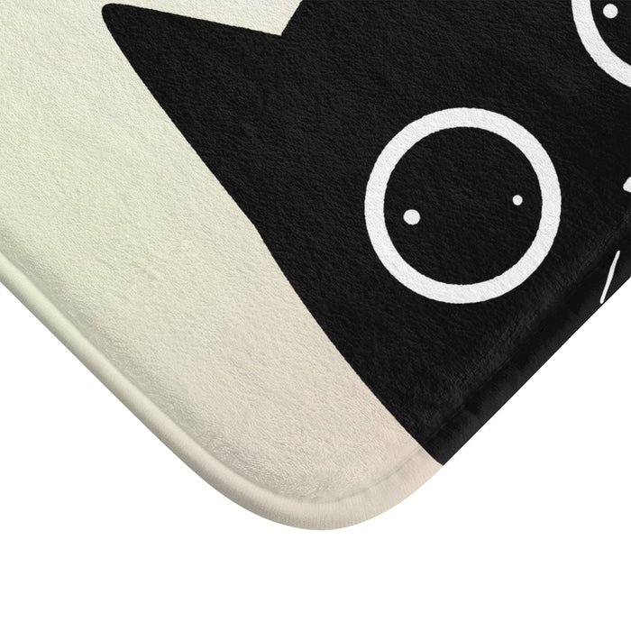 Cat-themed Anime Bath Mat that Exudes Cuteness: black, white black cat, cartoon kawaii style