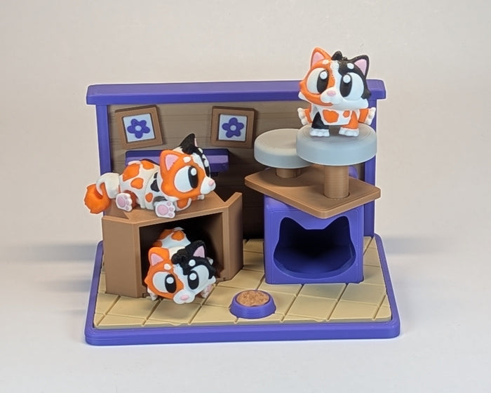 Tiny Habitat Cats Playset with posing cats