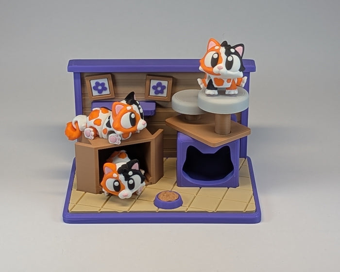 Tiny Habitat Cats Playset with posing cats all over