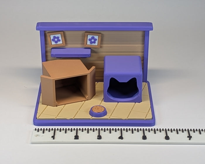 Tiny Habitat Cats Playset with ruler showing width of 5.5 inches