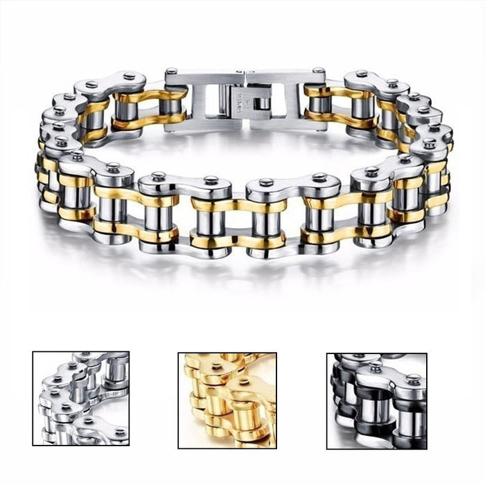 Chain Bracelet for Bicycles: silver, gold bracelets, industrial style