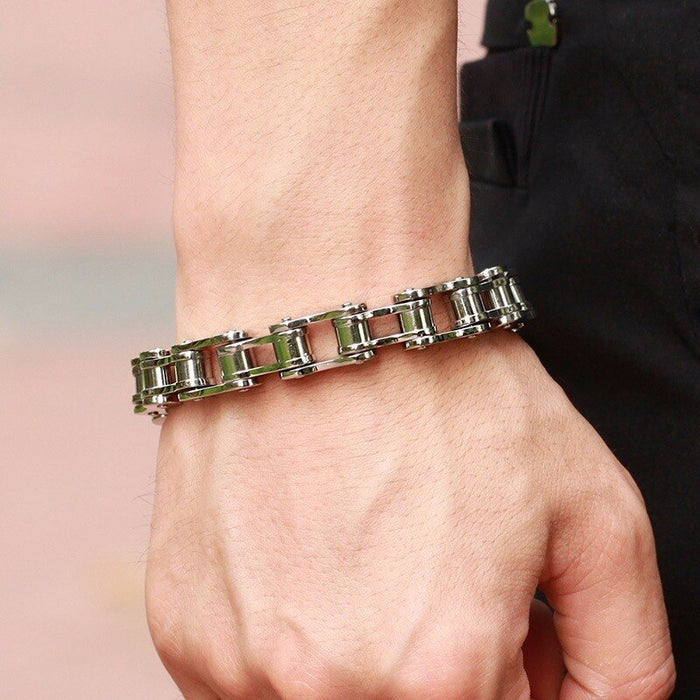 Chain Bracelet for Bicycles: silver, gold bracelets, industrial style