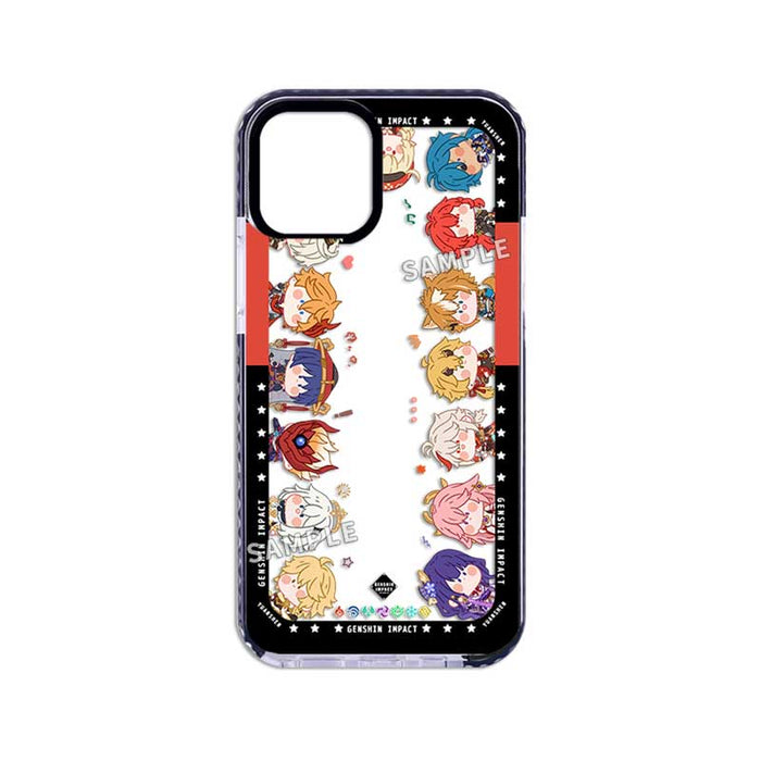 Chiba Genshin Impact Phone Case: black, white Genshin Impact anime-style characters, kawaii cartoon style