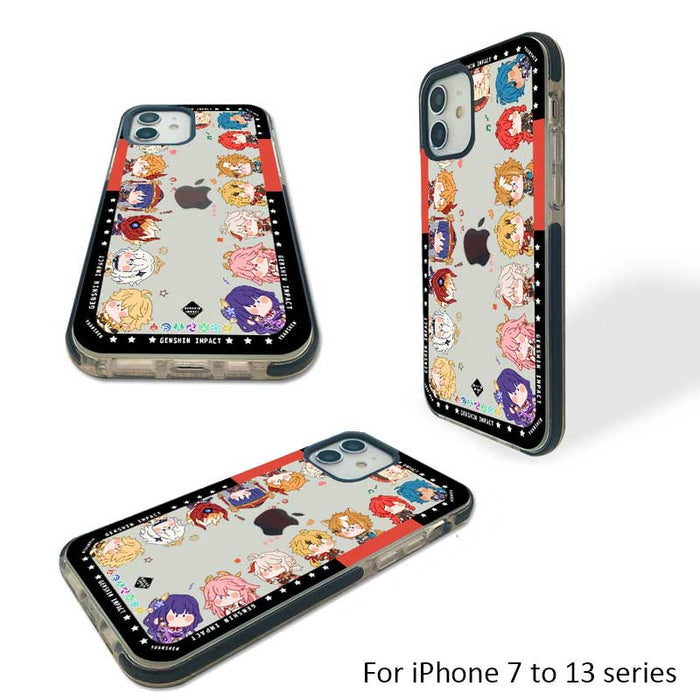Chiba Genshin Impact Phone Case: black, white Genshin Impact anime-style characters, kawaii cartoon style