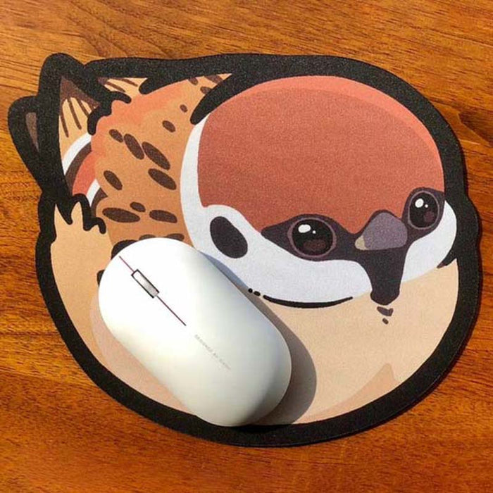 Chibi Bird Mouse Pads: Avian Charm: cream, black cartoon animal character, kawaii cartoon style