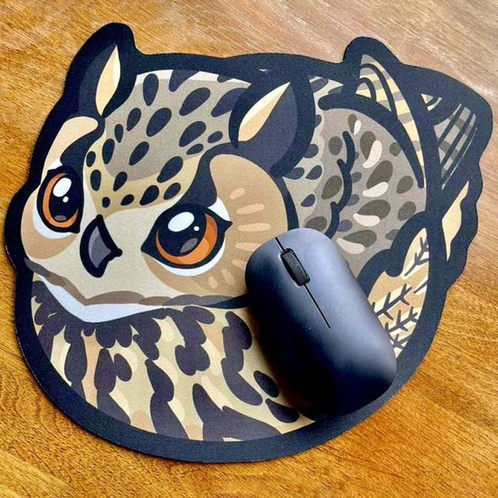 Chibi Bird Mouse Pads: Avian Charm: cream, black cartoon animal character, kawaii cartoon style