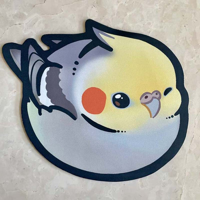 Chibi Bird Mouse Pads: Avian Charm: cream, black cartoon animal character, kawaii cartoon style