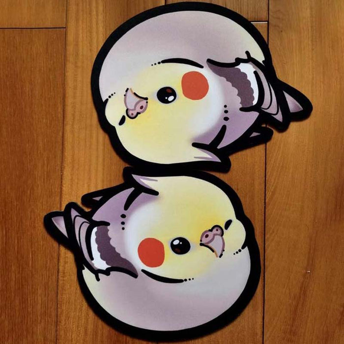 Chibi Bird Mouse Pads: Avian Charm: cream, black cartoon animal character, kawaii cartoon style