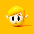Chibi Link AirPods Case: Zelda-inspired protection: yellow, orange cartoon elf-like character, cartoon, minimal, kawaii style