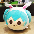 Chibi Miku Bunny Plush Toy: white, turquoise anime-style character with bunny ears, kawaii cartoon style