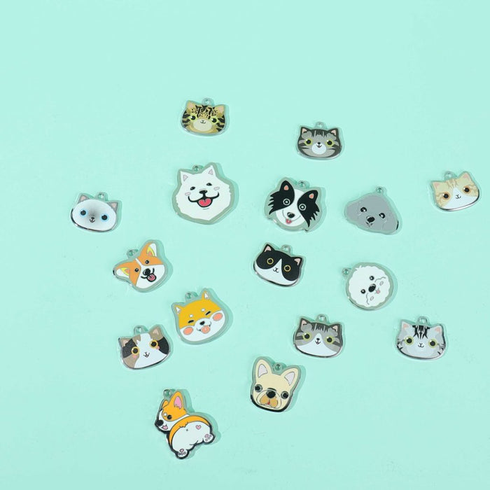 Chihuahua Dog ID Tags with Engraving: white, black dog, cartoon kawaii style