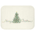 Christmas Tree Lights Bathroom Rug, Festive Home Decor: off-white, green Christmas tree and "Merry Christmas" text, festive h
