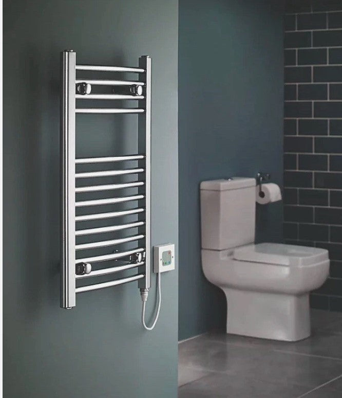 Chrome Curved Towel Radiator 700x400mm Bathroom Heated Rail 583 BTU 14 Bars
