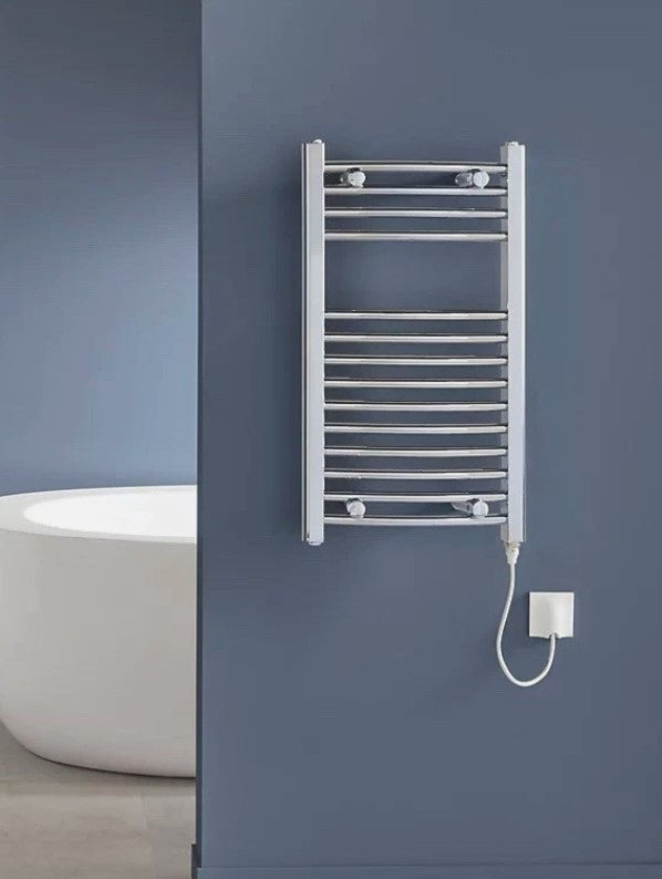 Chrome Curved Towel Radiator 700x400mm Bathroom Heated Rail 583 BTU 14 Bars
